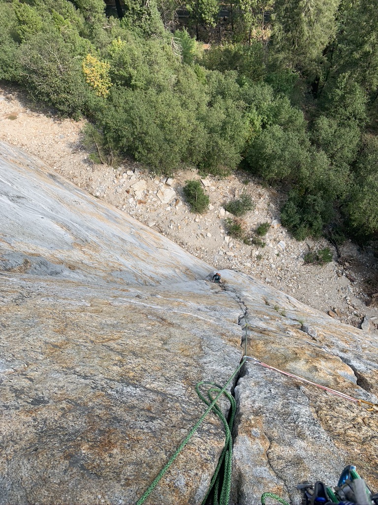 Looking down at the twin cracks of pitch 2